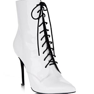 Danielle Guizio White Lace-Up Bootie
